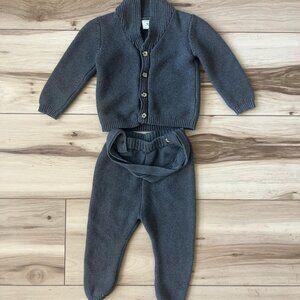 Nordstrom Knit Cotton Cardigan and Suspender Pants Set